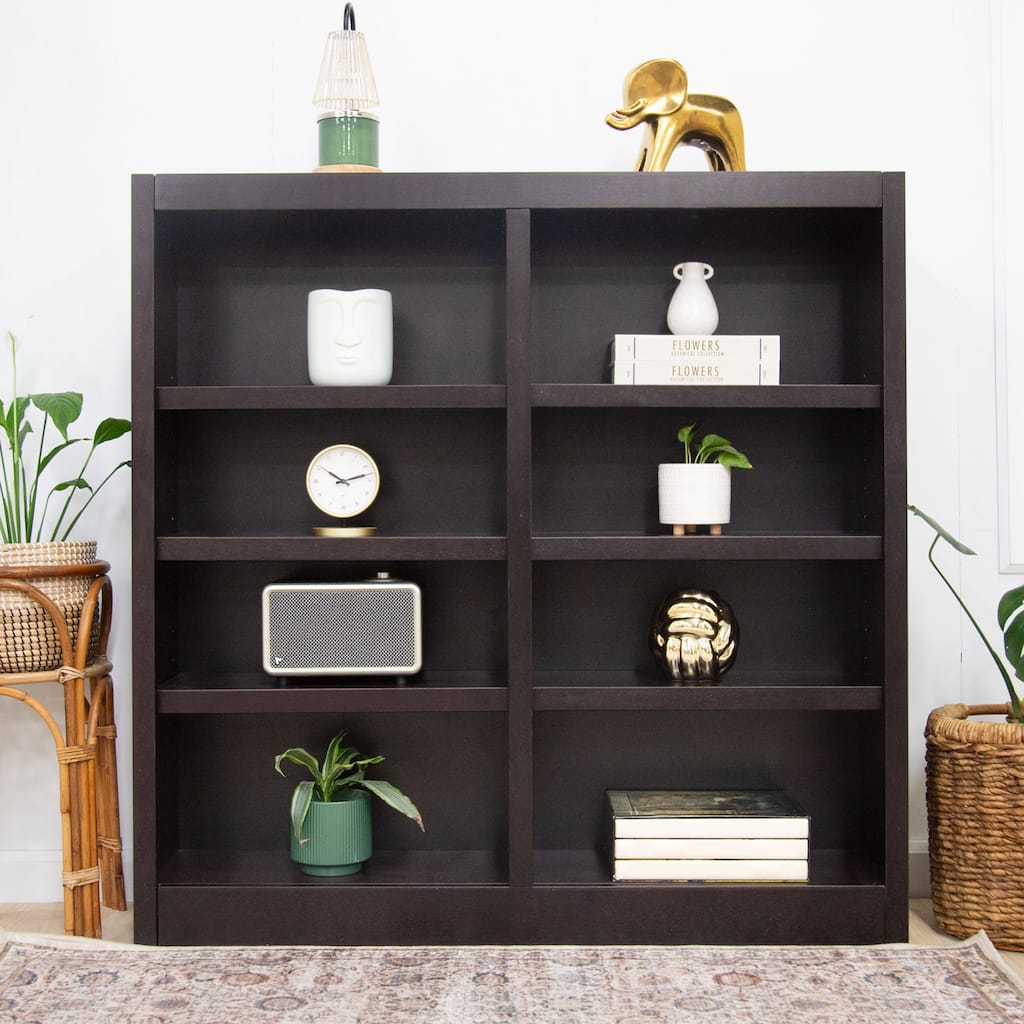 Concepts in Wood Double Wide Wood Bookcase, 8 Shelf, 48 inch Tall
