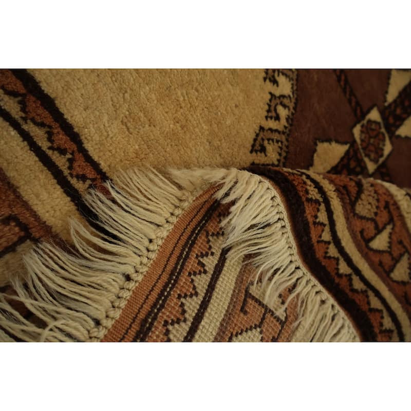 Hand Knotted Oriental 100% Wool Carpet Tribal Medallion Yellow & Gold Gabbeh Area Rug - 5' 5'' X 3' 4''