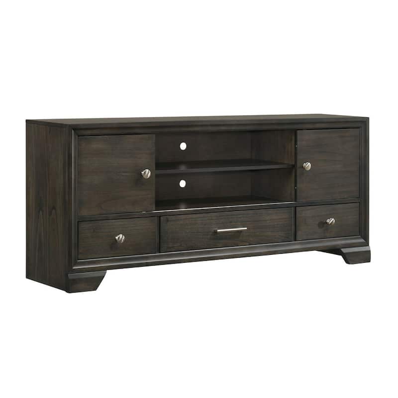 Jeni TV Media Console, Sliding Doors, 2 Drawers, Rustic Dark Gray