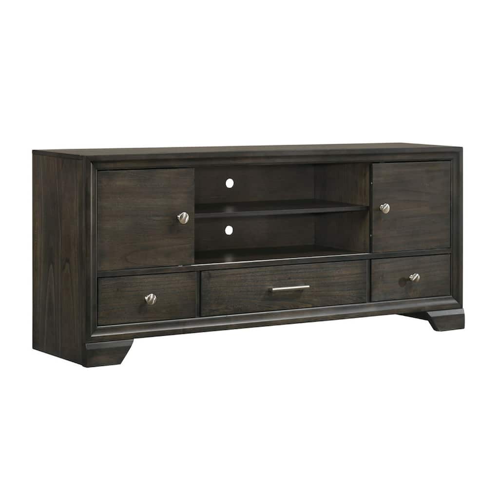Jeni TV Media Console, Sliding Doors, 2 Drawers, Rustic Dark Gray