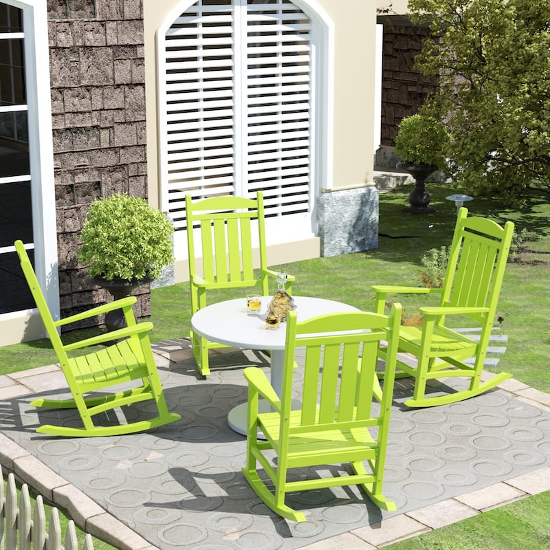 Laguna Hdpe All Weather Outdoor Patio Rocking Chair (Set of 4) - Lime