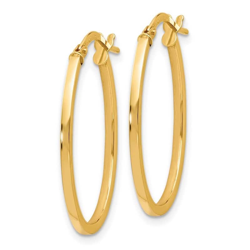 Curata 14k Yellow Gold Hinged Post Polished Oval Hinged Hoop Earrings - 27x18mm