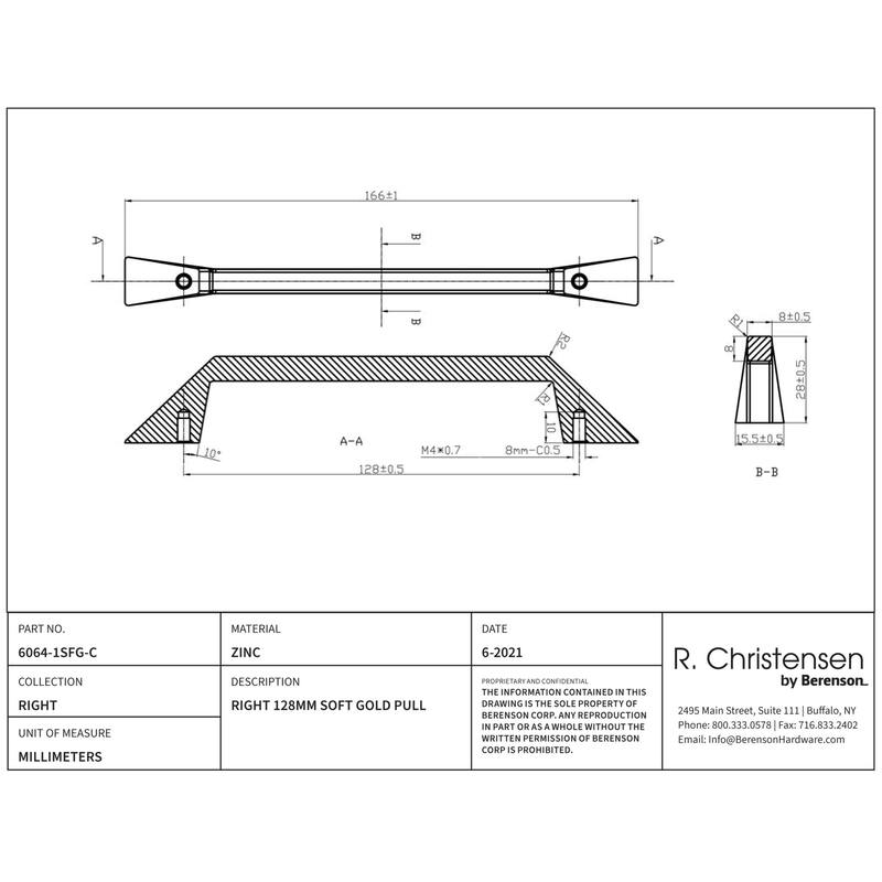 Berenson 6064-1-C Art Tech - Right - 5-1/16" (128mm) Center to Center