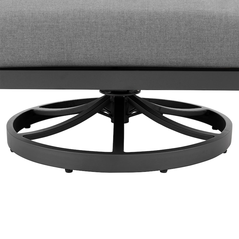Zella Gray Rope and Aluminum All Weather Swivel Outdoor Patio Arm Chair with Gray Cushions