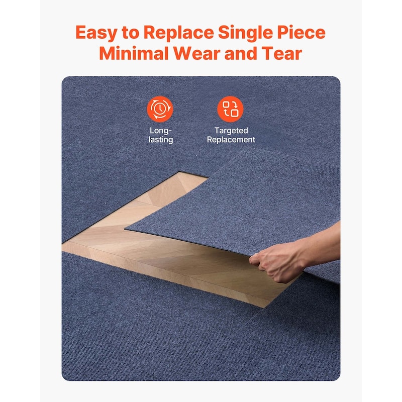 Gray 24x24 Inch Peel and Stick Carpet Tiles Set 60 sq ft Coverage Soft Modular Floor Squares for Home Office
