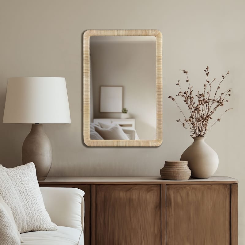 INK IVY Nova Natural Rattan Rectangle Wall Mirror