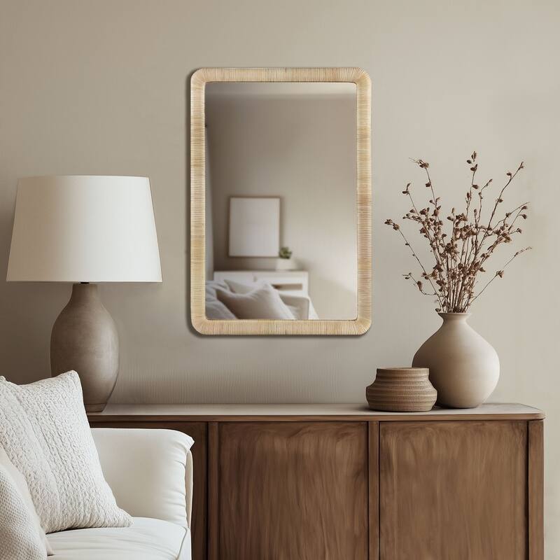 INK IVY Nova Natural Rattan Wall Mirror - Rectangular - Natural