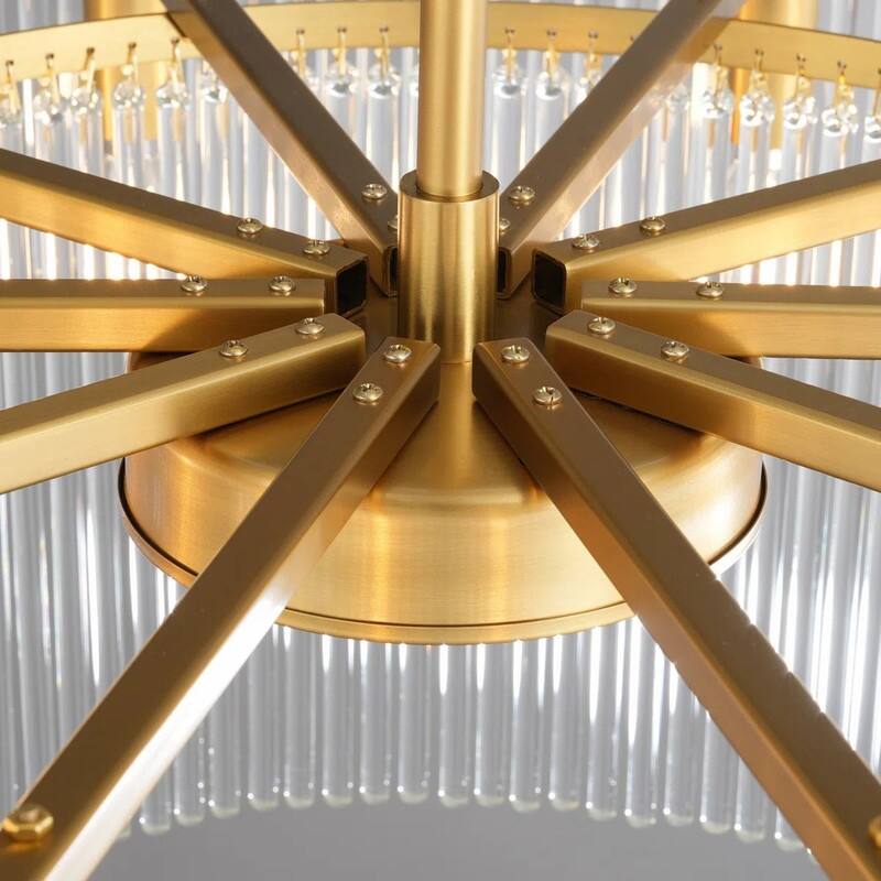 KAYLA 125 in. 20-Light Gold Crystal Chandelier- High Ceiling Lighting Fixture