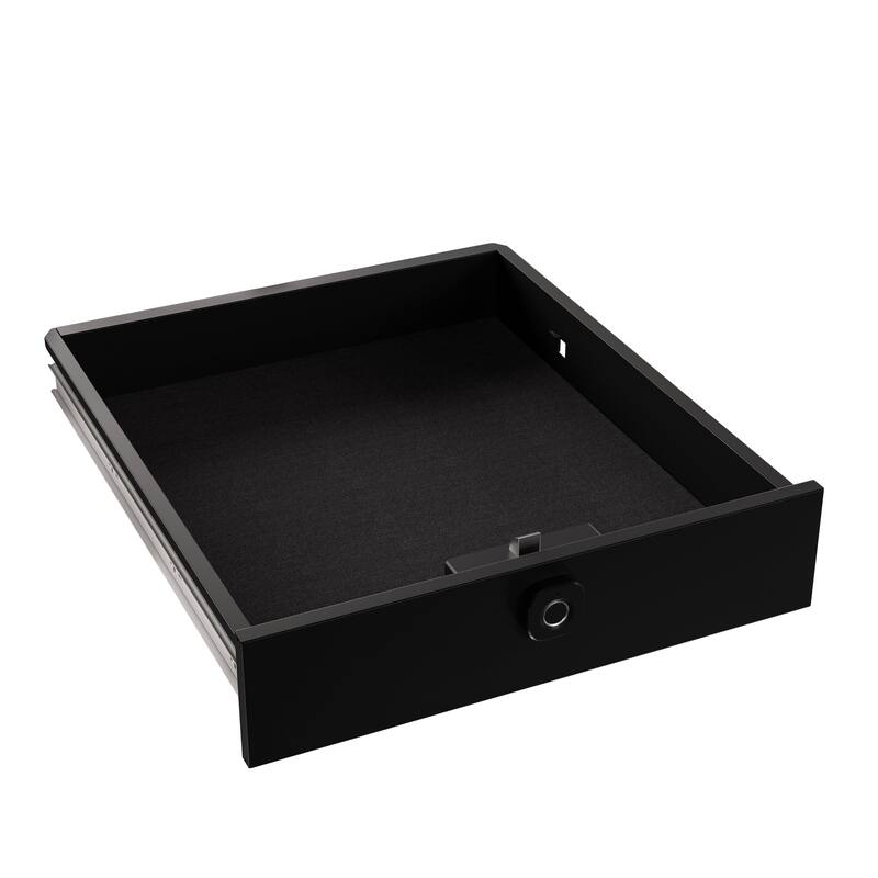 Roomfitters Square Coffee Table with Hidden Compartment and Fingerprint Lock, Steel, Black and White Faux Marble