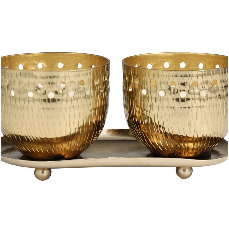 Gold or Copper or Silver Metal Scented Cutout Spotted 7 oz 1 Wick Candle with White Wax (Set of 2)