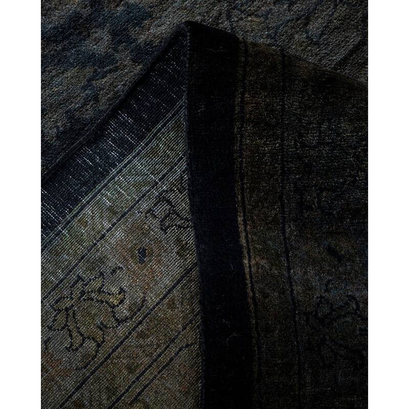 Overton Hand Knotted Wool Vintage Inspired Modern Contemporary Overdyed Black Area Rug - 10' 0" x 19' 4"