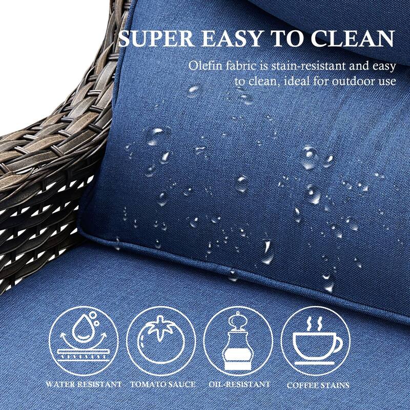 Arcadia 7-Piece Wicker Patio Conversation Set with Swivel Gliders and 6-Inch Thick Olefin Cushions