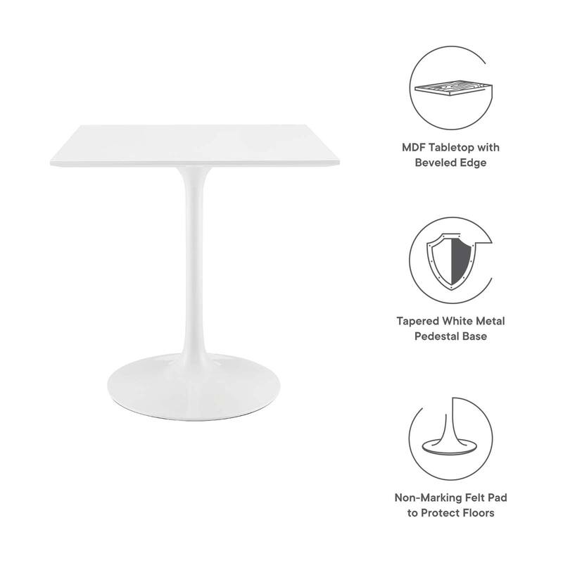 Square Wood Top Dining Table - White