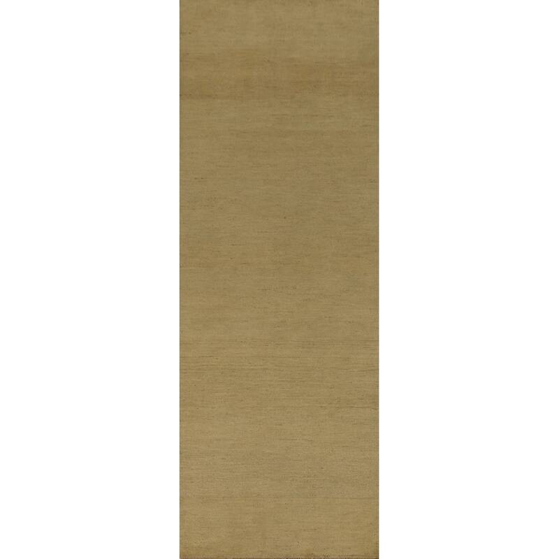 Gold Gabbeh Modern Runner Rug Handmade Wool Carpet - 2'9"x 10'0"