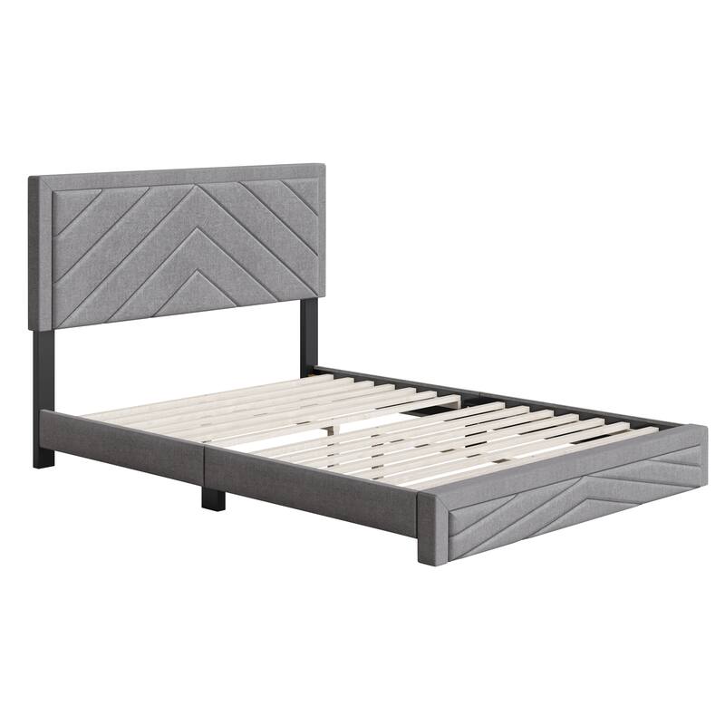 Boyd Sleep Barcelona Diagonal Linen Upholstered Platform Bed Frame