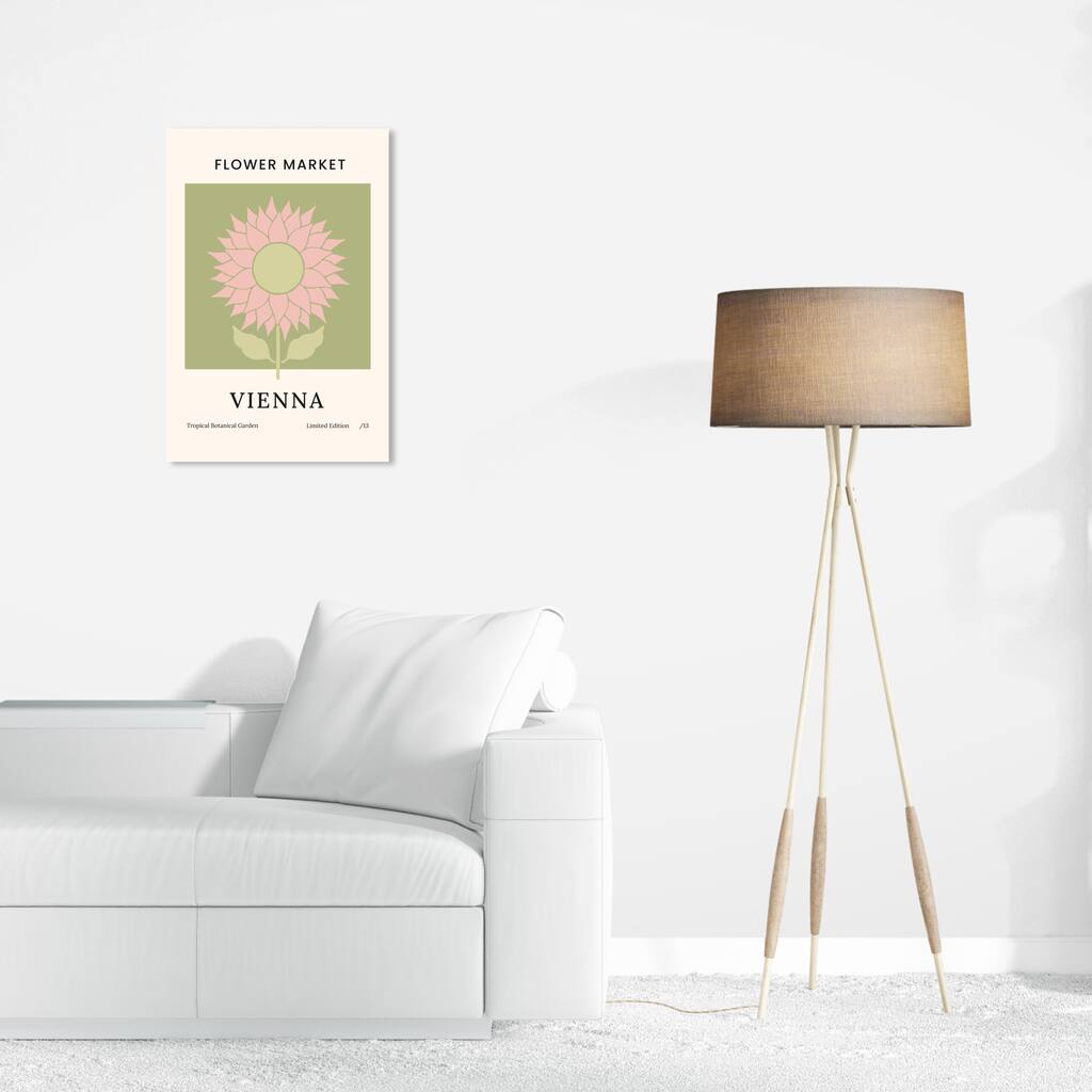 Wynwood Studio Canvas Advertising Flower Market Vienna Green and Light Pink Modern & Contemporary Wall Art Canvas Print