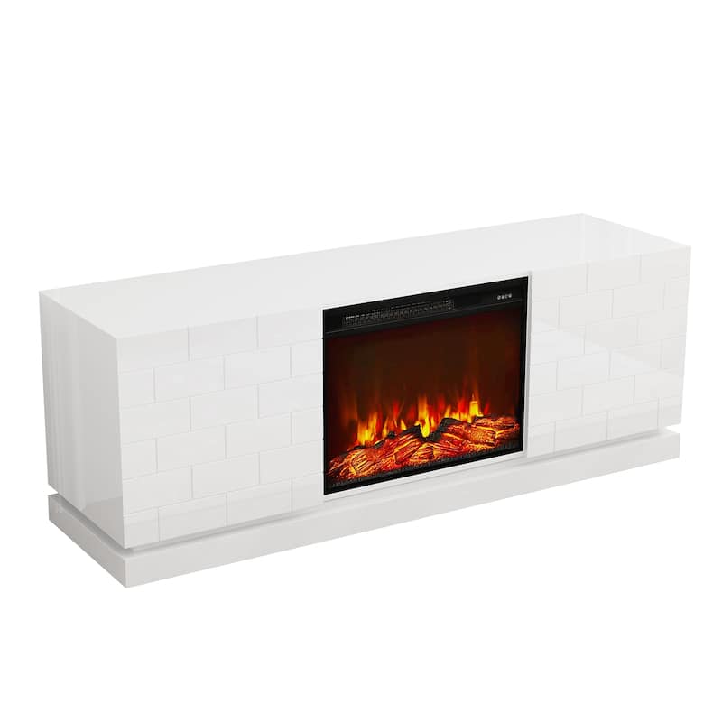 Electric Fireplace 63" TV Stand - Modern Highgloss Media Console