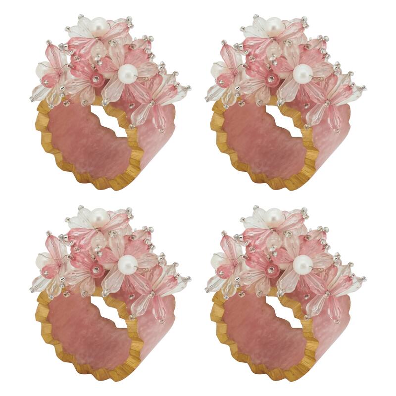 Beaded Petal Delight Resin Napkin Ring (Set of 4)