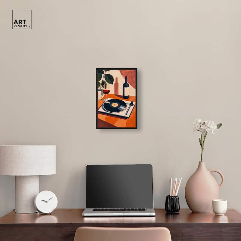 Vinyl and Wine Canvas by Art Remedy