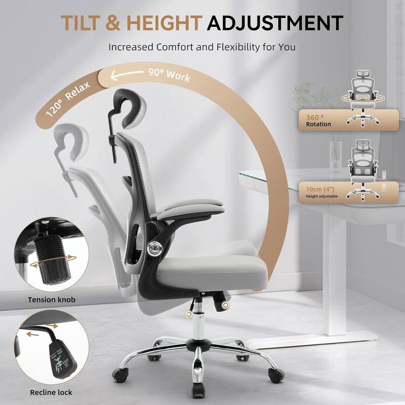 Ergonomic Desk Office Chair, High-Back Computer Gaming Chair for Home, Office, Gaming