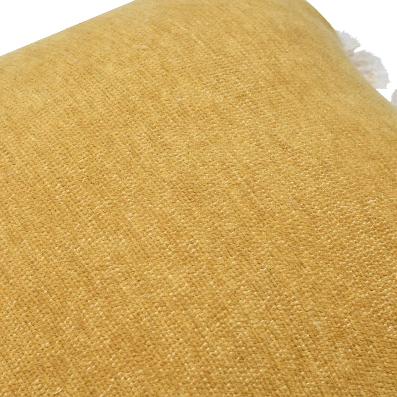 Cotton Chenille Lumbar Pillow with Tassels