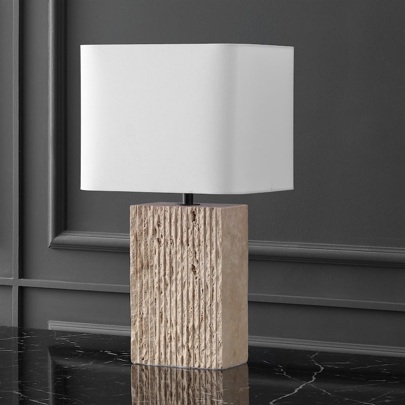 SAFAVIEH Couture Henry Travertine Table Lamp - 12"W x 12"D x 22"H