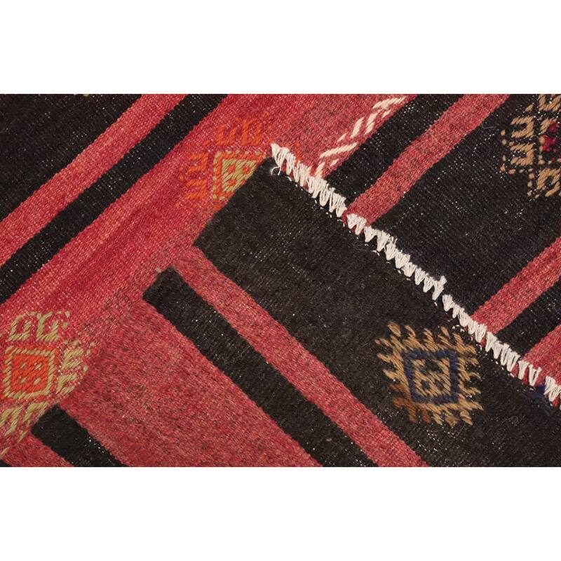 Hand Woven Oriental 100% Wool Carpet Southwestern Tribal Red Kilim Area Rug - 12' 2'' X 6' 8''