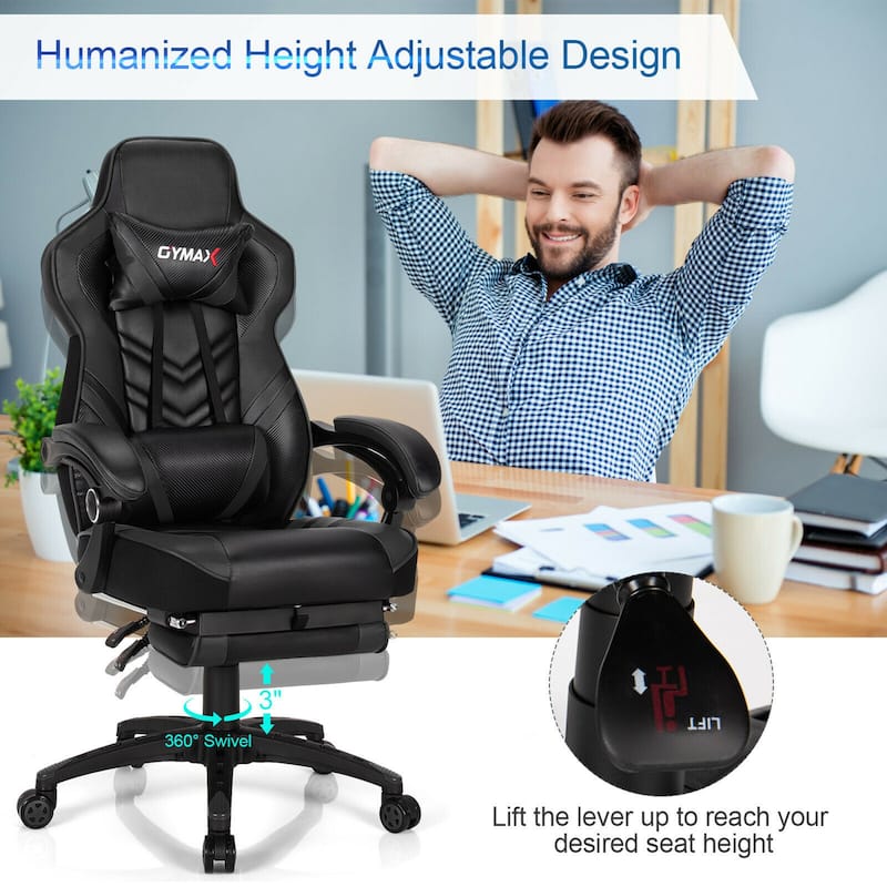 Gymax Office Computer Desk Chair Gaming Chair Adjustable Swivel - See Details
