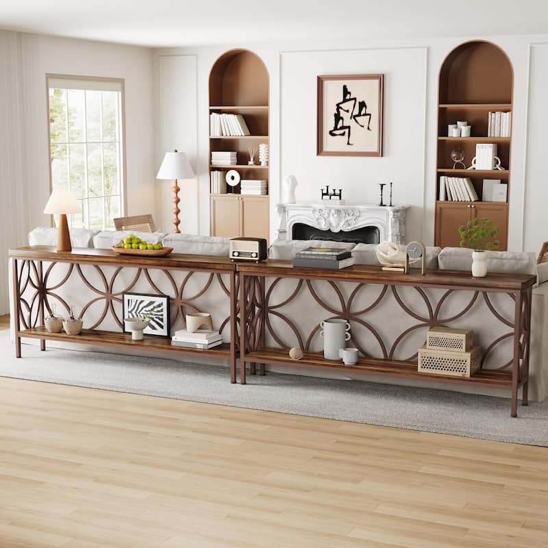 70.9" Modern Sofa Console Table with Storage Shelves for Entryway