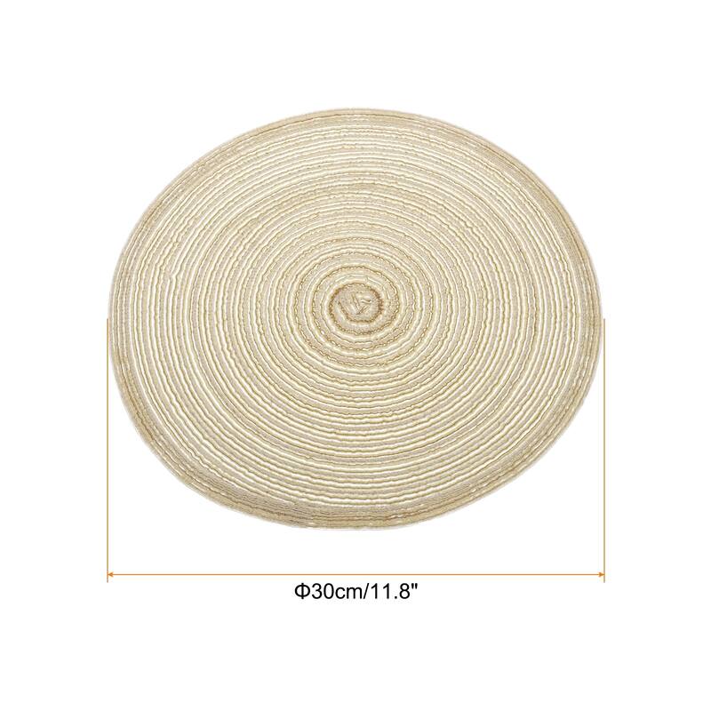 6pcs Round Braided Placemats Non-Slip Washable Round Table Mats - Yellow - 11.8"