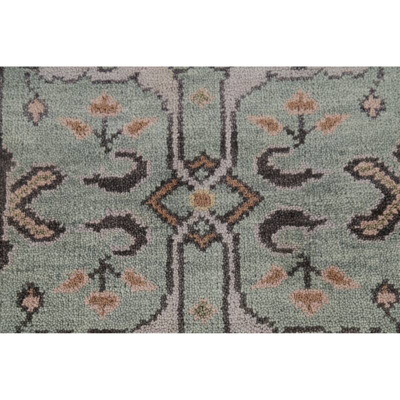 Green Oushak Oriental Runner Rug Hand-Knotted Wool Carpet - 2'6"x 8'0"