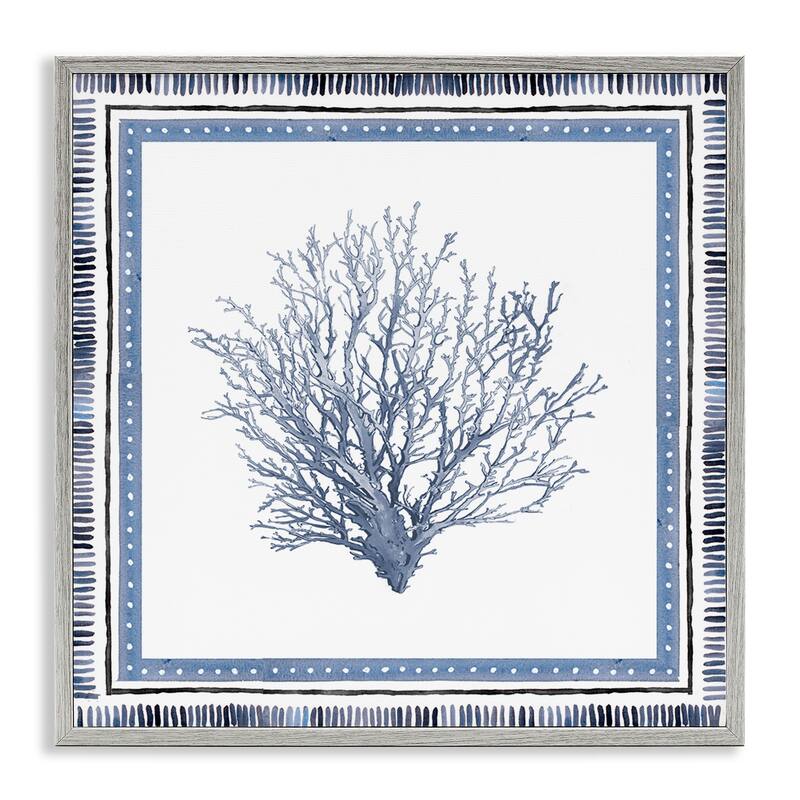 Stupell Nautical Branch of Coral Framed Giclee Art Design By Lanie Loreth - 24 x 24 - Grey