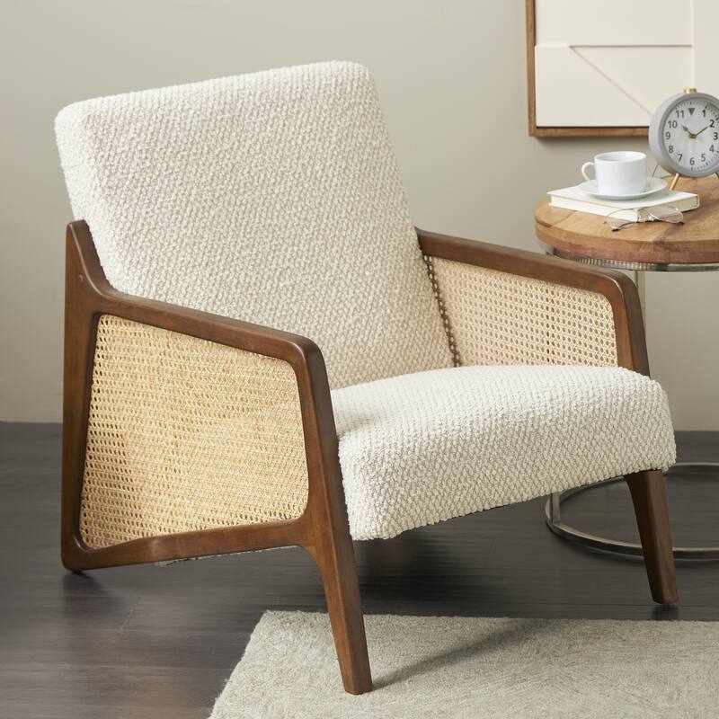 Teak Wood Handmade Mid-Century Accent Chair with Wrapped Banana Leaf Seat - Brown - Roche River Decor