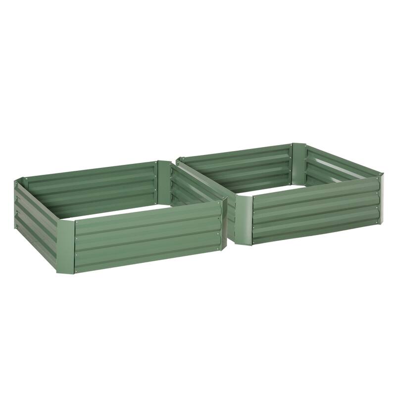 Outsunny Set of 2 Garden Beds Steel Metal Planter Boxes