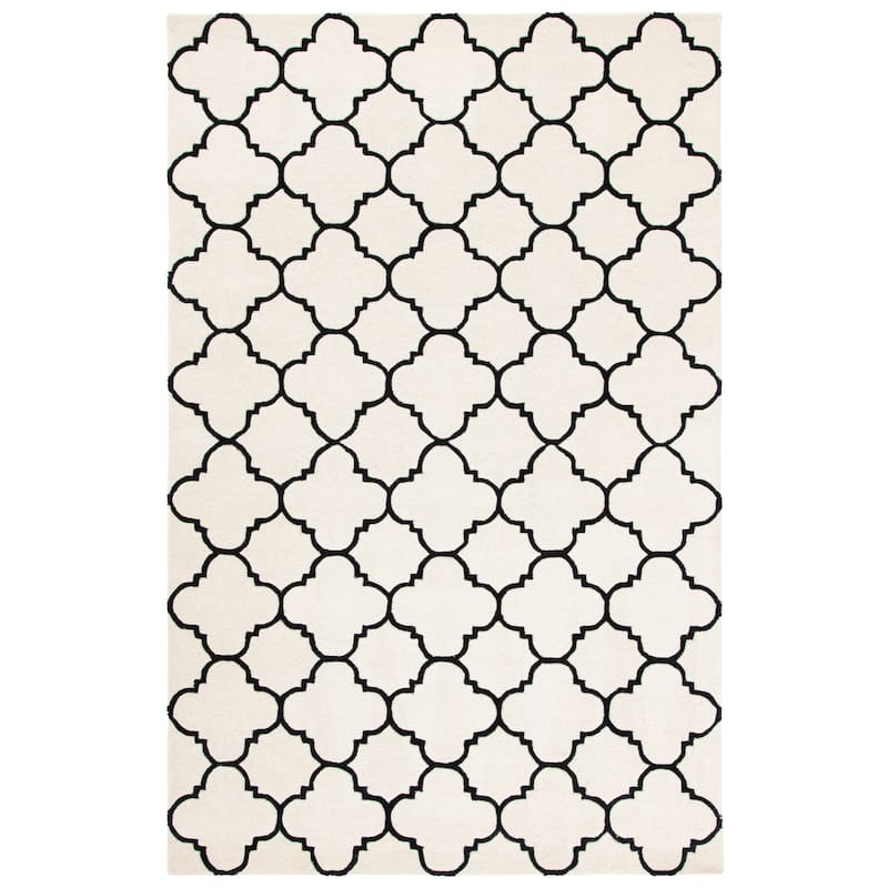 SAFAVIEH, Handmade Chatham Caisa Modern Moroccan Wool Rug - 5' x 8' - Ivory/Black