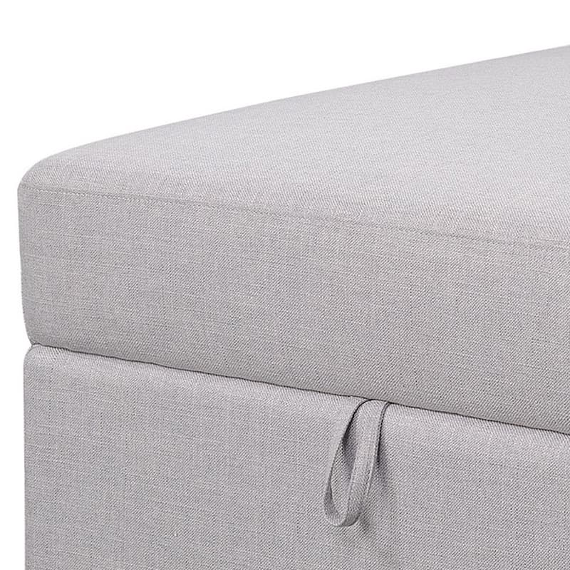 Storage Ottoman with Fabric Upholstery and Tapered Legs, Gray