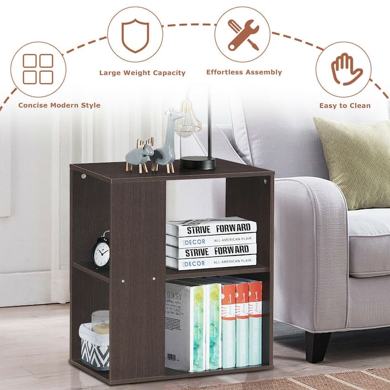 2-Tier Side End Table with Storage Shelves - 20.5" x 11.5" x 23.5" (L x W x H)