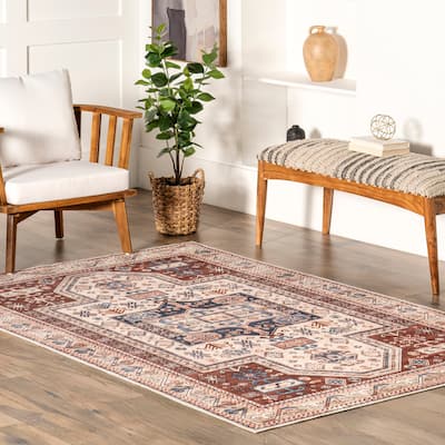 Nuloom Órla SpinClean Tribal Bordered Machine Washable Area Rug