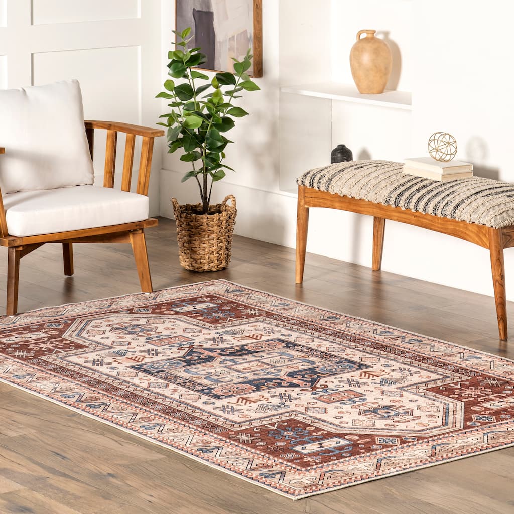 Nuloom Órla SpinClean Tribal Bordered Machine Washable Area Rug