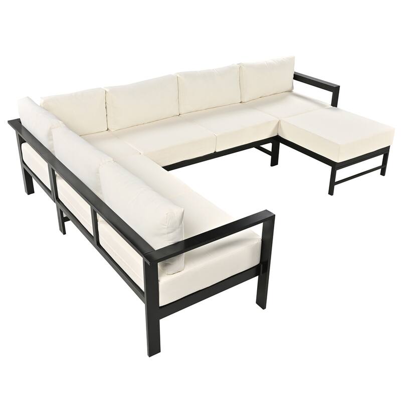 U-shaped Outdoor Modular Sofa Set with Metal Frame