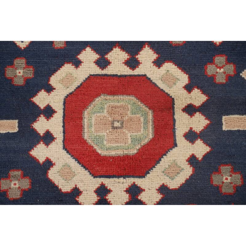 Geometric Kazak Rug Hand-Knotted Wool Carpet - 8'2"x 9'9"
