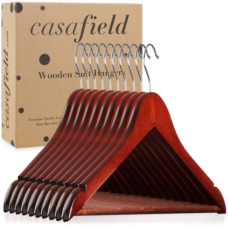 10 Wooden Suit Hangers - 10 Pack