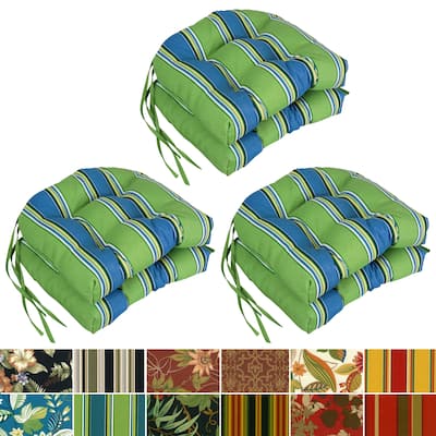 16-inch Rounded Back Tufted Indoor/ Outdoor Chair Cushions (Set of 6)