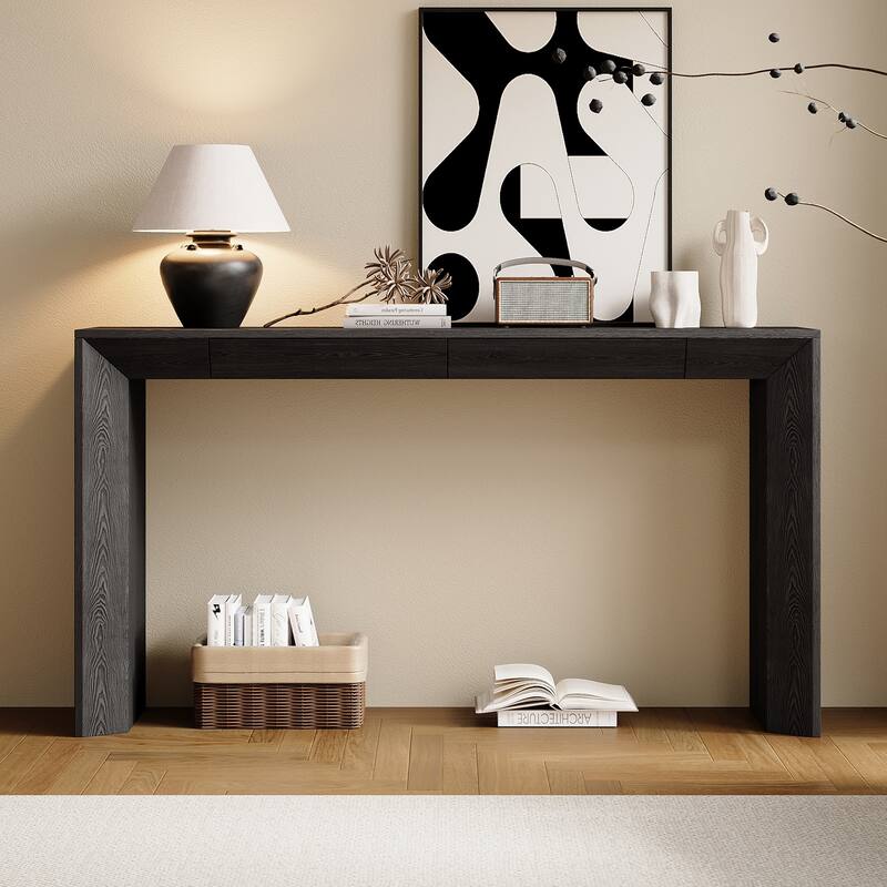 60" Modern Farmhouse Console Table with 2 Concealed Drawers