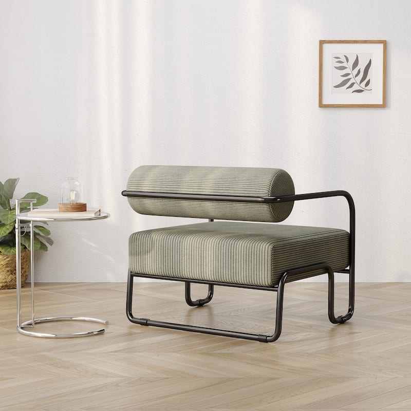 Living Room Corduroy Upholstered Accent Chair with Iron Frame