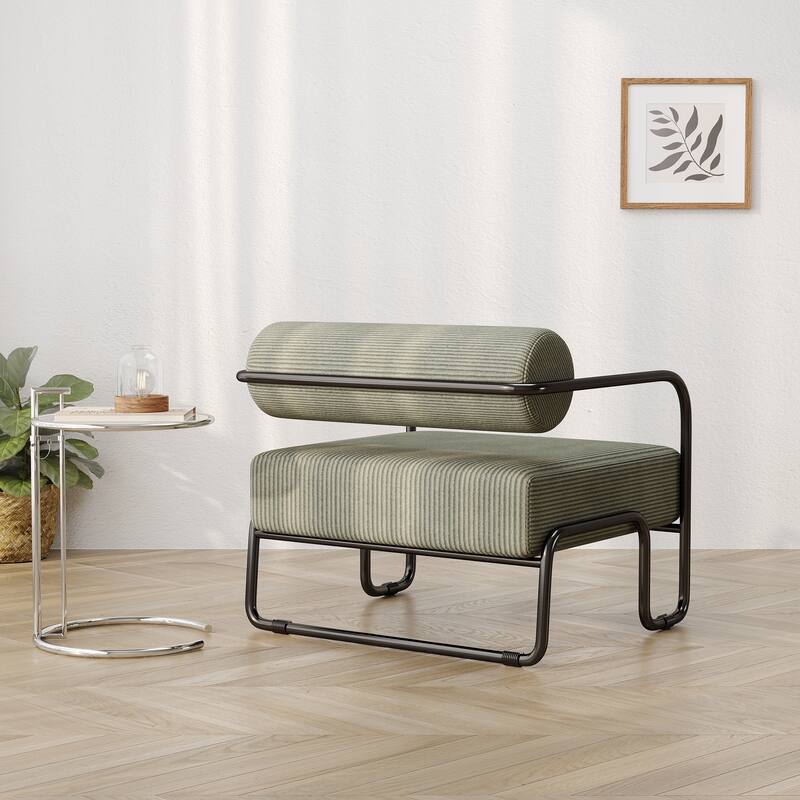 Living Room Iron Accent Chair,Corduroy Upholstered Arm Chair