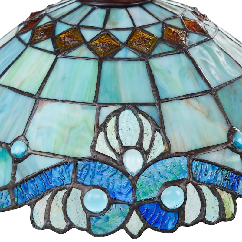 Sophia River of Goods Teal Stained Glass Bowl Shade 60-Inch Floor Lamp - 19" x 12.5" x 60"
