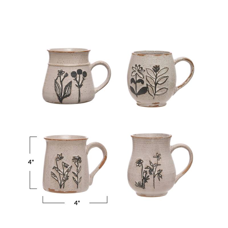 Stoneware Mug with Reactive Glaze and Various Mug Shapes - 5.3"L x 4.0"W x 4.0"H