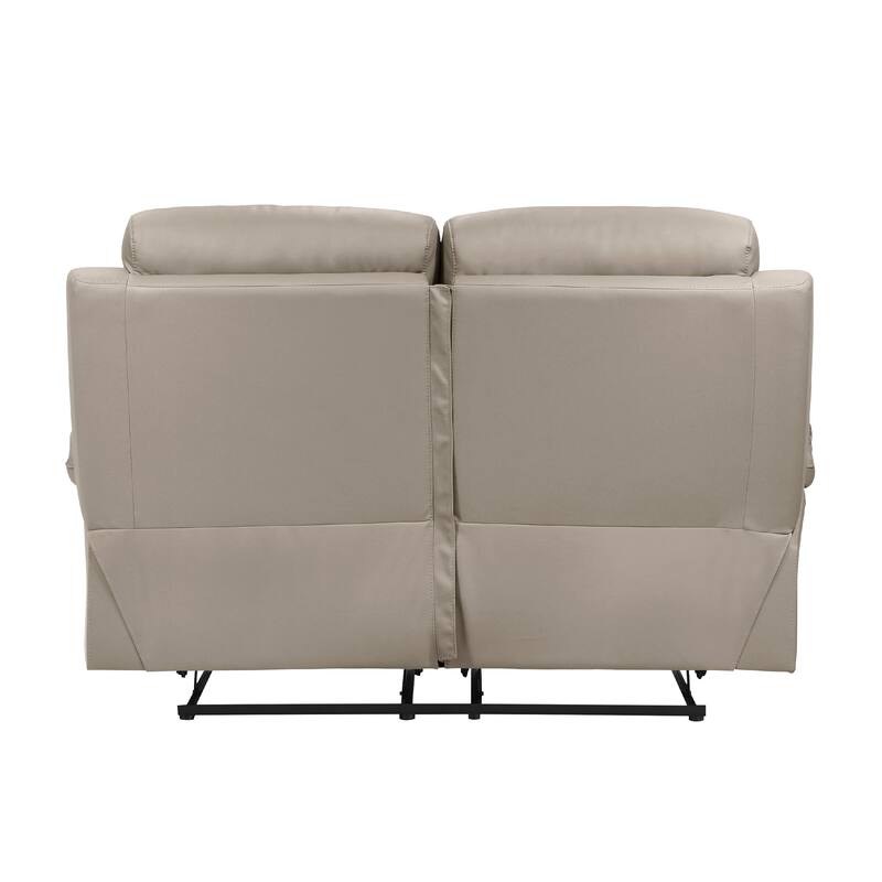 Hanna Manual Double Recliner Loveseat, Latte Brown Leather, 64 Inch
