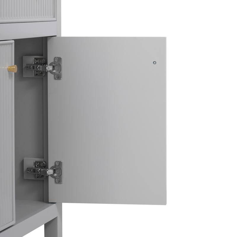 60'' Freestanding Bathroom Vanity Set with White Integrated Ceramic Sink - 60'' x 18.5'' x 34''